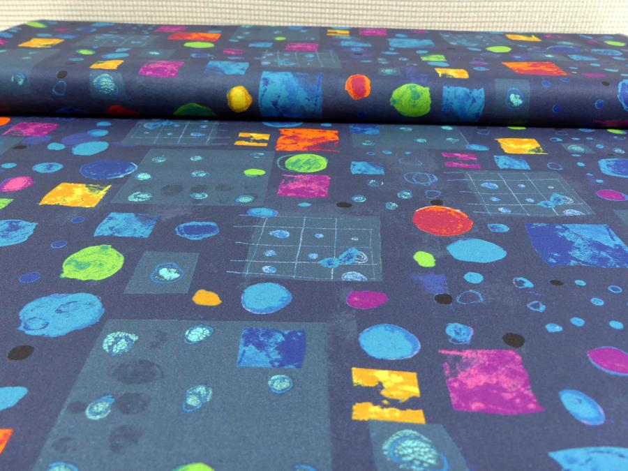 Patchworkstoff Windham Fabrics Presents dunkelblau mit leuchtenden Formen Digitaldruck